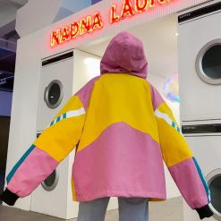 Candy Color Hip Hop Windbreaker Bomber Jacket With Hood For Women 2