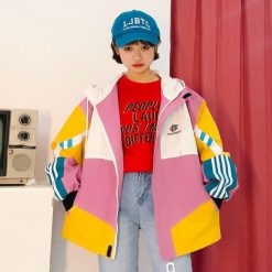 Candy Color Hip Hop Windbreaker Bomber Jacket With Hood For Women 1
