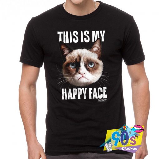 Grumpy Cat Happy Face T Shirt On Sale - 90sclothes.com