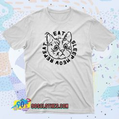 Eat Sleep Meow Repeat 90s T Shirt Style