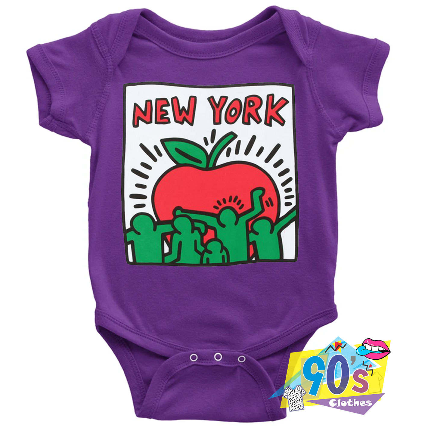 Unisex Baby Onesie Footie Sleepsuit Layette Keith Haring Pop 12-18 Months 100% Organic Cotton 