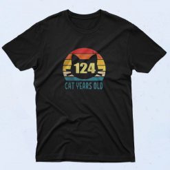124 Cat Years Old Sunrise Graphic T Shirt