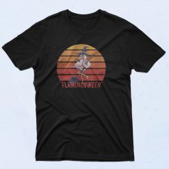 Flamingoween Witch Sunset Graphic T Shirt