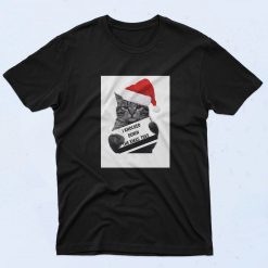 Santa Cat Knock Down Christmas T Shirt