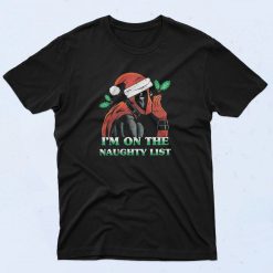 The Naughty List Deadpool Santa Hat T Shirt