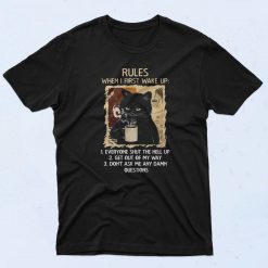 Coffee Black Cat Rules Wake Up T Shirt