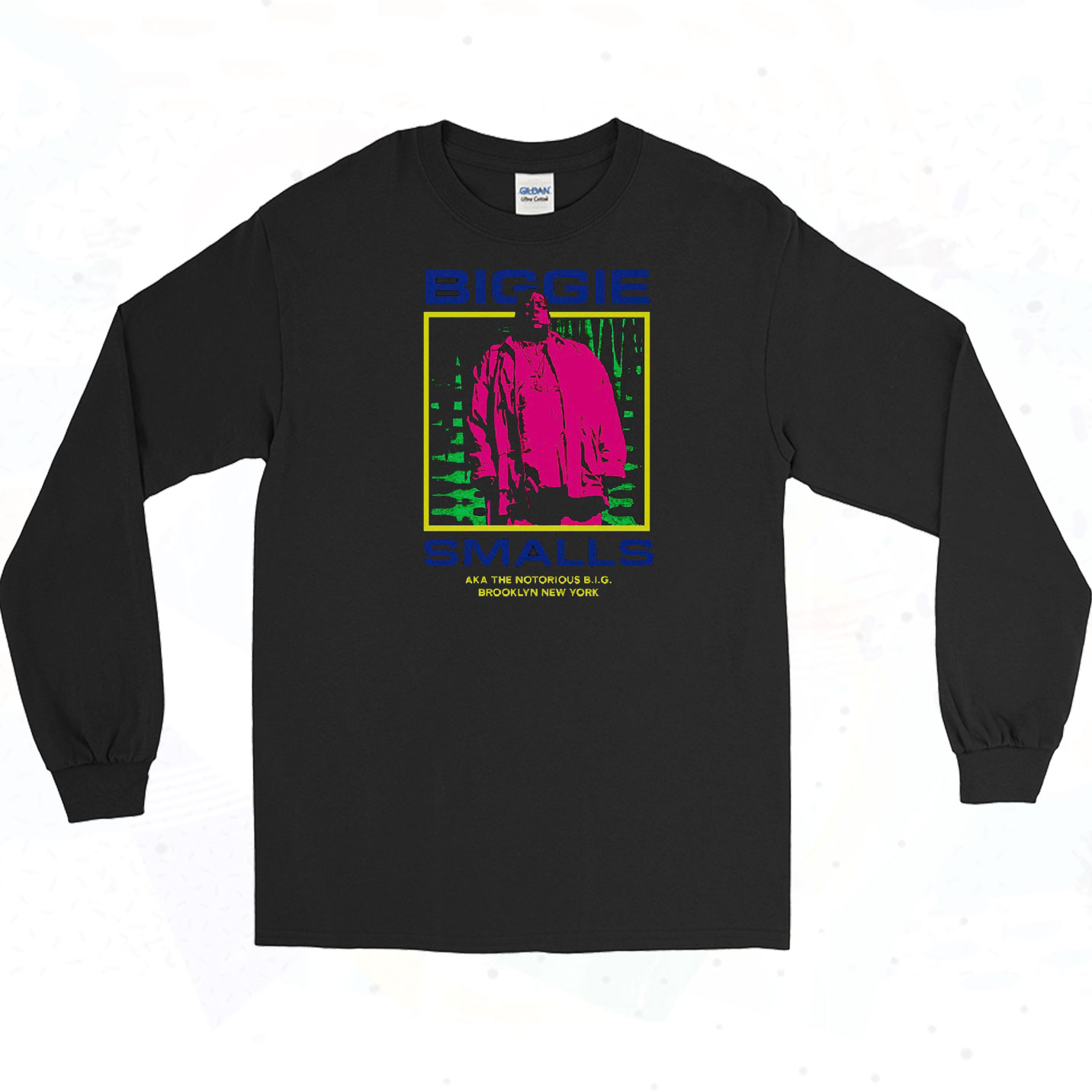 Neon graphic Biggie Vintage Long Sleeve Shirt - 90sclothes.com