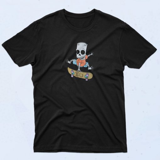 Bart Simpson Skeleton Skate Board T Shirt
