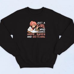 Girl Loves Anime Ramen and Sketching Sweatshirt