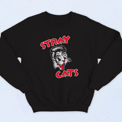 Stray Cats Cat Head Red Letters Band Sweatshirt
