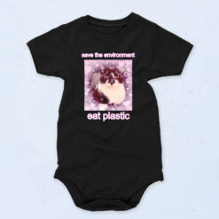 Save The Environment Eat Plastic Cute Cat Lover 90s Baby Onesie